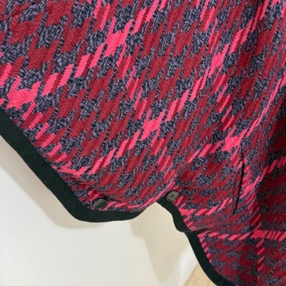 Modcloth Little Plaid Riding Hood Cape Houndstooth Hooded Wool Blend Size M - Picture 3 of 8
